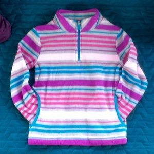 Striped High-Neck Fleece Sweater